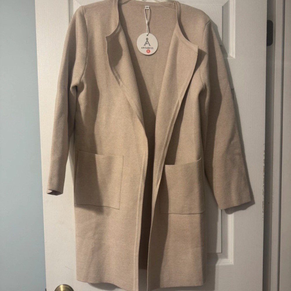 Antaresa Open-Front Cream Cardigan Coat